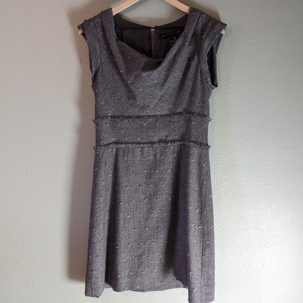 Marc by Marc Jacobs Gray Wool Clip Dot Mini Dress Size 6